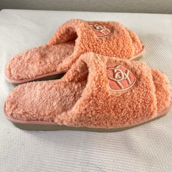 Ariat Cozy Slides Slippers 9 Pink Women Chic Open Toe Fleece Square Toe Comfort - Picture 5 of 10